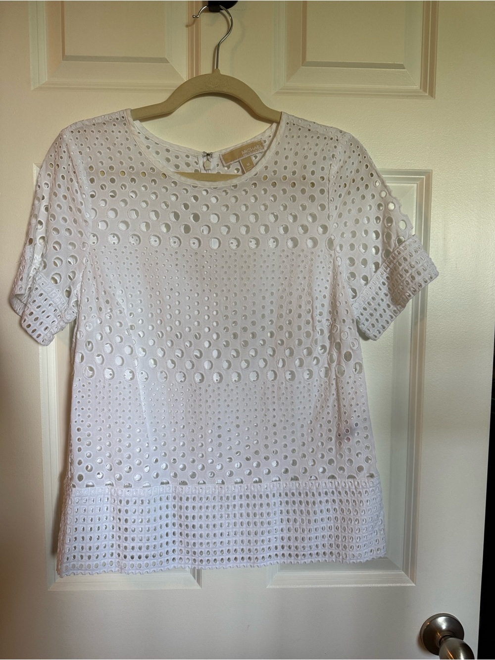 Michael Kors White Eyelet Short Sleeve Blouse